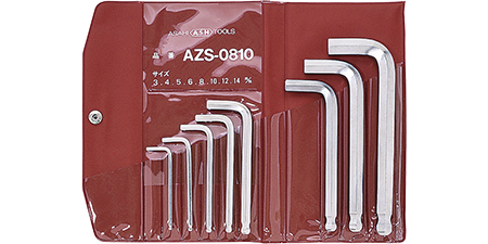 AZS0810 ボールポイント六角棒レンチセット 8本組の画像