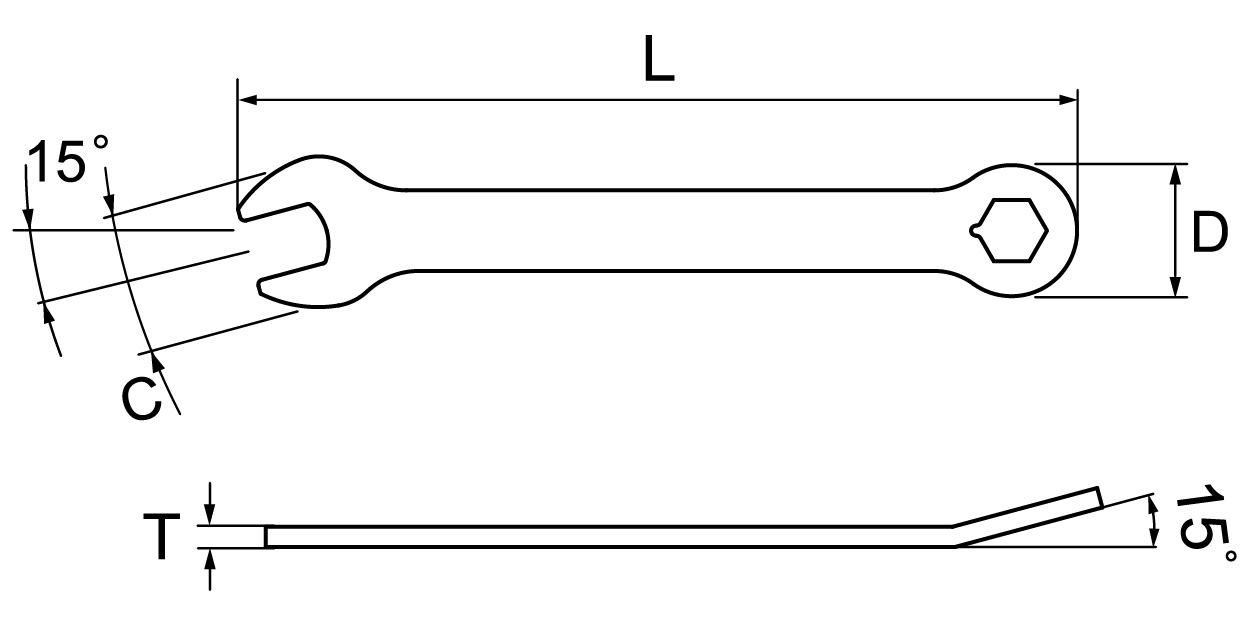 CPT 極薄コンパクトスパナの寸法図